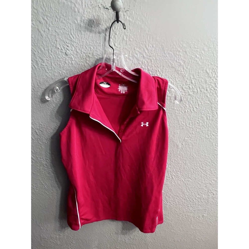 Under Armour Women's Hot Pink Sleeveless Polo Shirt Size Large